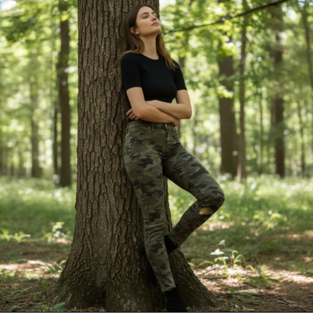 Hudson Nico Super Skinny Mid Rise Camouflage Jeans